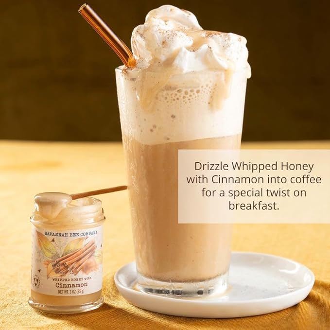 Savannah Bee Company Whipped Honey - All Natural Spreadable Honey (3 Ounce (Pack of 1), Cinnamon)