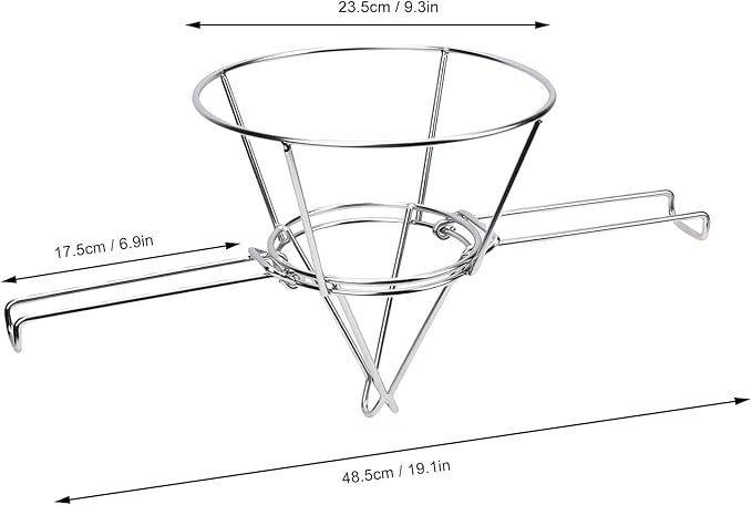 10 Inch Oil Filter Stand, 304 Stainless Steel Fryer Oil Filter Holder with Foldable Arms for Deep Fryers and Maple Syrup, Cooking Oil Strainer and Paper Filter Cone Rack