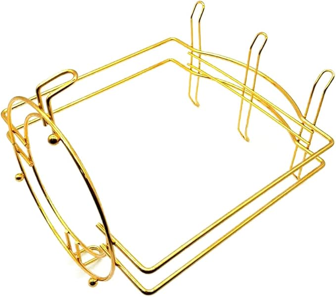 YY YEARCHY Coffee Mug Holder, Espresso Cups Holder Drainer Stand Metal Mug Tree Organizer with 6 Hook Hangers for Kitchen Counter and Tea Party (7.48 * 8.27", Gold)