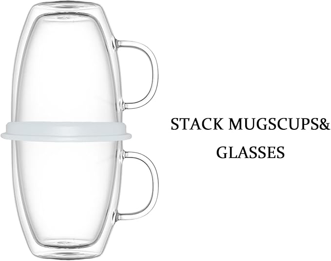 Coffee Mug Organizers and Storage (6Pack), Adjustable Mug Organizer for Kitchen Cabinet Shelf, Cup Stacker Holder for Tea Cup, Coffee Mug, Glassware, Save Space for Cupboard (Whit)