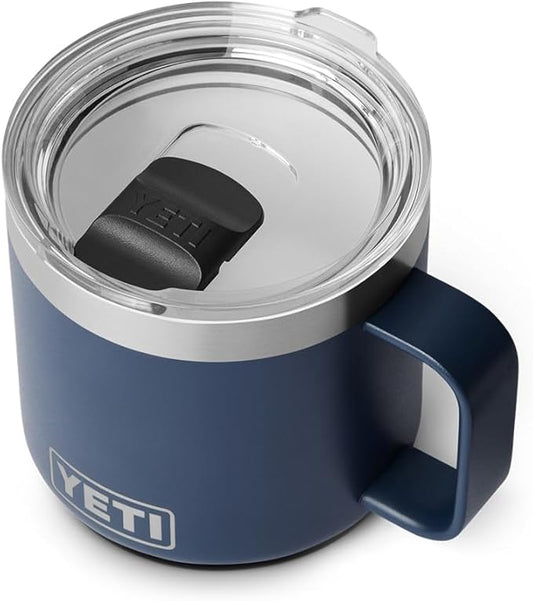 YETI Rambler 14 oz Ceramic Lined Stackable Mug, Vacuum Insulated, Stainless Steel with MagSlider Lid, Navy