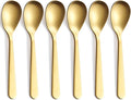 Matte Gold Demitasse Espresso Spoons, Stainless Steel Satin Finish Coffee Spoons, Mini Teaspoons, Sugar Spoons, 4.7-inch, Set of 6, 6-PIECE