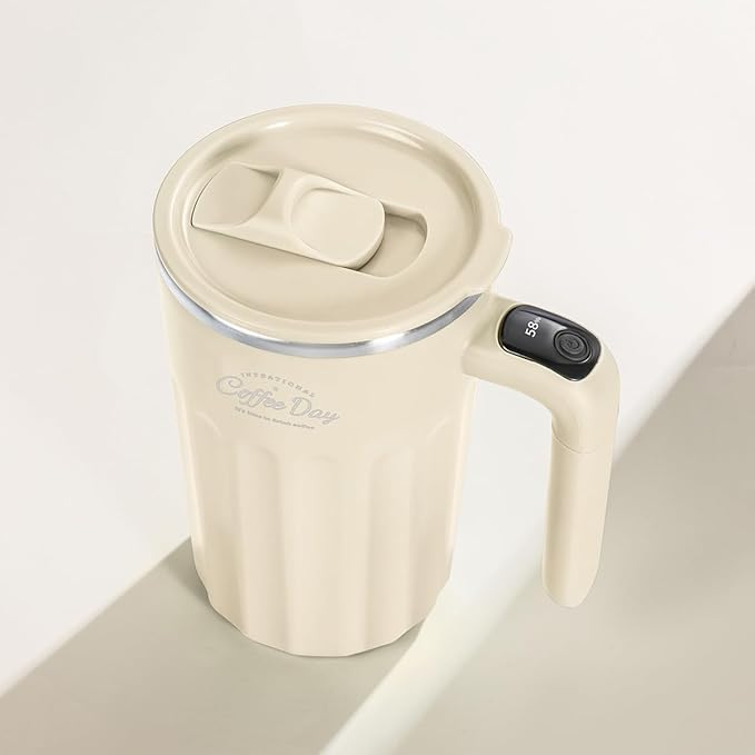 Self Stirring Mug,Self Stirring Coffee Mug,Suitable for Coffee, Milk, Cocoa and Other Beverages (Cream-temperature, 12 Ounces)