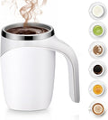 Automatic Magnetic Stirring Coffee Mug - Rechargeable Stainless Steel Portable Cup for Coffee Milk Tea Hot Chocolate (White-Rechargeable)