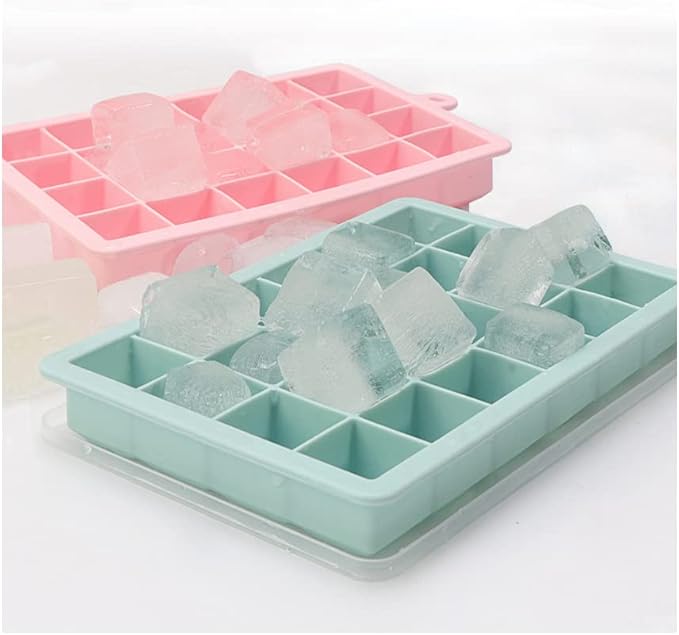 Ice Cube Tray, 3 Pack Silicone Ice Cube Molds, Ice Cube Trays, Silicone Ice Trays, Easier to Release, BPA Free for Alcohol/Coffee/Beverages (Pink, Light blue, Purple)