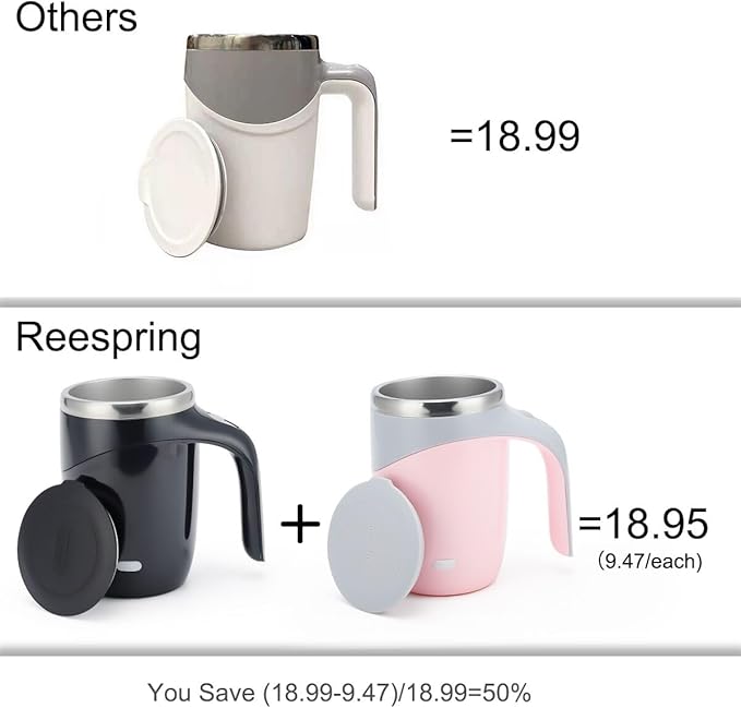 Self Stirring Coffee Mug, Auto Stirring Coffee Mug Rechargeable Self Mixing Coffee Cup for Coffee, Tea and Milk - 2 Pack (Model Combo 2)