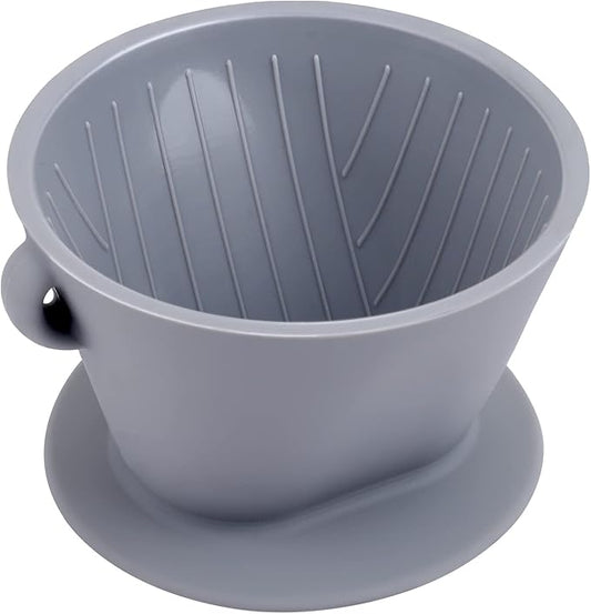 Segarty Silicone Coffee Dripper, Gray Single Cup Pour Over Coffee Maker with Storage Pouch, Size NO.2 Reusable Cone Drip Filter Holder Slow Brewer with 3 Holes for Travel, Camping, Backpacking
