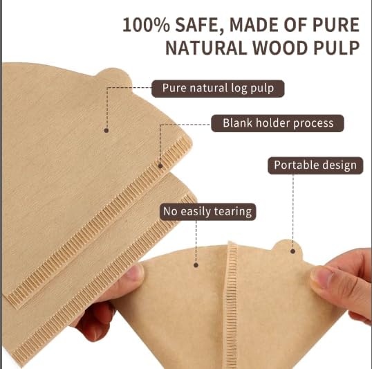 Coffee Filters #4，Cone Coffee Filter 8-12 Cup，200 Unbleached Natural Coffee Filters