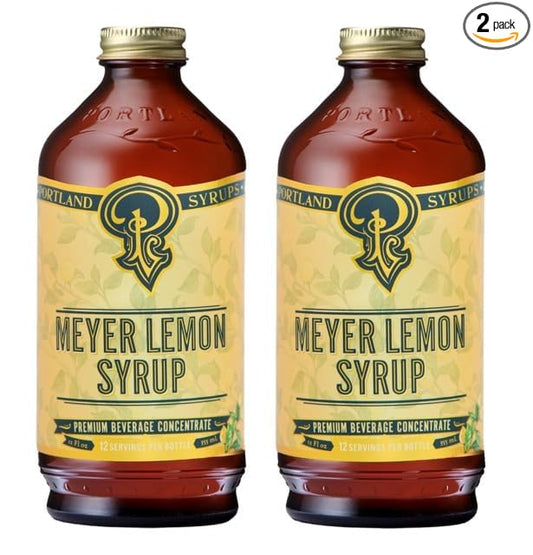Portland Syrups Meyer Lemon Syrup - Premium Beverage Concentrate for Delicious Cocktails, Tea, Soda, Coffee Drinks, Baking, and More - 12 oz with 12 Servings (Pack of 2)