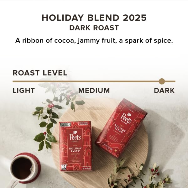 Peet's Coffee, Dark Roast Single Serve Coffee Pods - Holiday Blend 22 Count (1 Box of 22 Pods)
