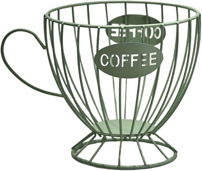 Coffee Pod Holder Large Capacity Coffee Pod Storage Metal Kitchen Countertop Organizer for Home Office Green