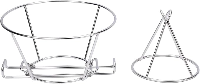 Focket Deep Fryer Oil Filter Stand, 304 Stainless Steel Cooking Oil Filter Strainer with Folding Arms, Maple Syrup Cone Filter Holder for Kitchens, Restaurants, Food Trucks