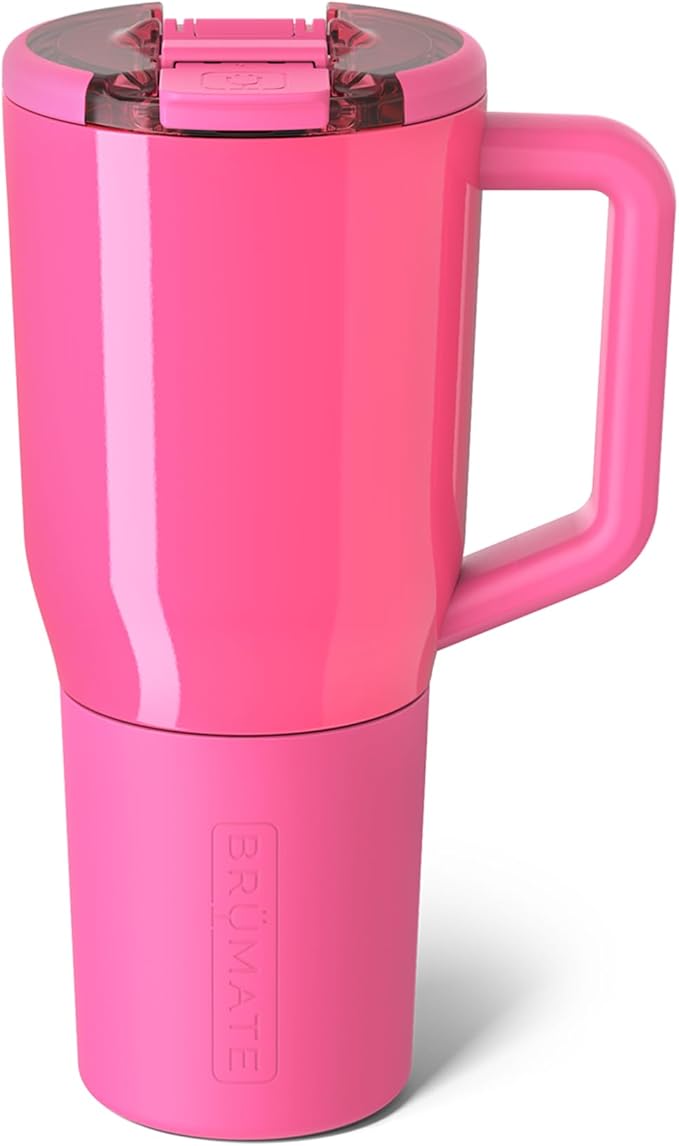 BrüMate Müv - 35oz 100% Leak Proof Insulated Coffee Mug with Handle & Lid - Stainless Steel Coffee Travel Mug - Double Walled Coffee Cup (Neon Pink)