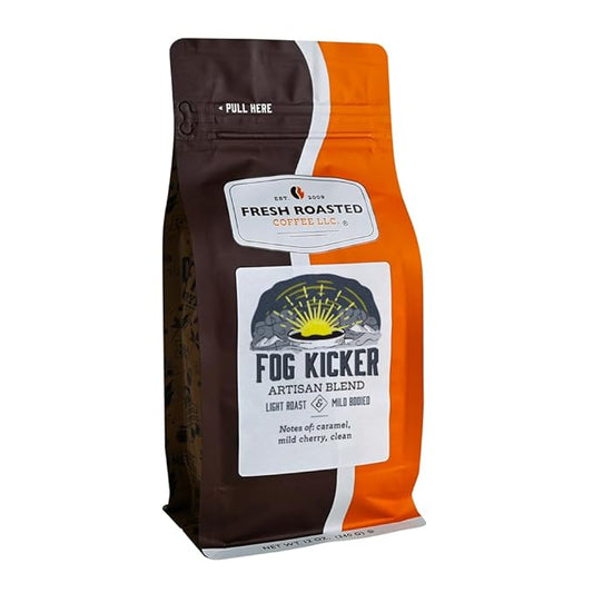 Fresh Roasted Coffee, Fog Kicker, 12 oz, Light Roast, Kosher, Ground