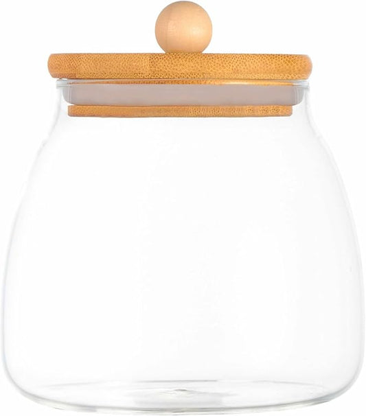 Glass Canister with Lid Glass Jar with Airtight Bamboo Lid 20 OZ Apothecary Jar 600ml (G-M)