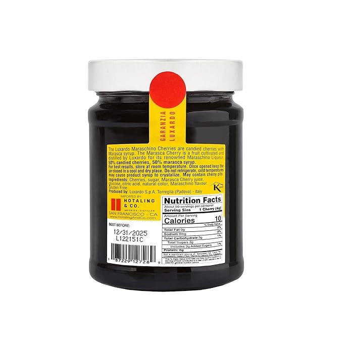 Luxardo Gourmet Cocktail Maraschino Cherries | for Old Fashioned, Manhattan and Desserts, 400G Jar. [Pack of 2]