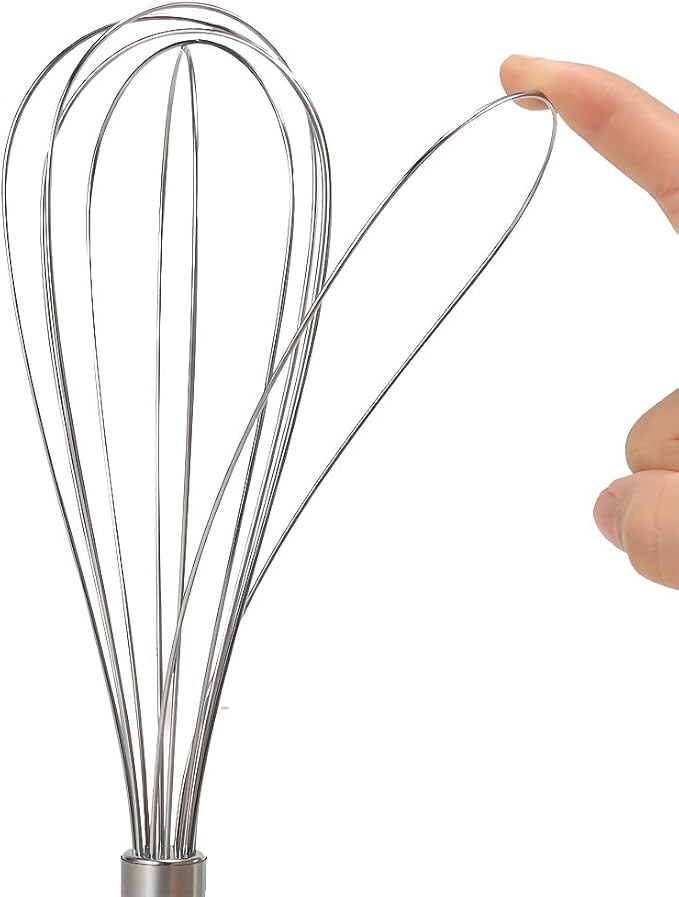 10 inch Stainless Steel Whisk, 5 inches for mixing small amounts of liquids, milkshakes, coffee, juice, etc. 2-piece set (buy 10 inches and get 5 inches as a gift) silver