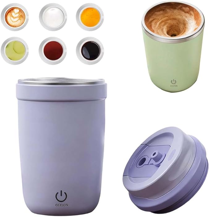 AIIONP Automatic Magnetic Stirring Coffee Mug, 2026 Upgraded Rechargeable Stainless Steel Mug for Home, Portable Coffee Mug for Office, Self Stirring Mug for Travel (Purple)