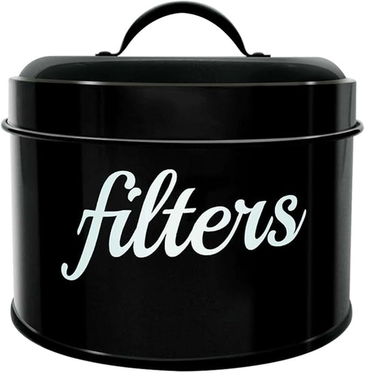 White Enamel Coffee Filter Holder with Lid - Rustic Farmhouse Distressed Coffee Bar Decor