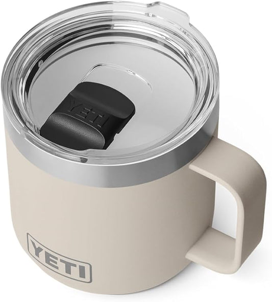YETI Rambler 14 oz Ceramic Lined Stackable Mug, Vacuum Insulated, Stainless Steel with MagSlider Lid, Cape Taupe