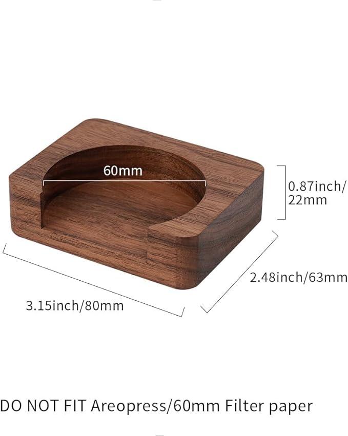 Espresso Paper Filter Holder Coffee Filter Storage Container Coffee Filter Dispenser Compatible with 51mm/53mm/54mm/58mm Round Disposable Puck Screen Paper Filters, Wood