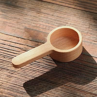 Coffee Spoons, CISHNOU Wooden Coffee Ground Spoon, Measuring for Ground Beans or tea, Soup Cooking Mixing Stirrer Kitchen Tools Utensils, 1 Wooden Tea Scoop(Wooden Color)