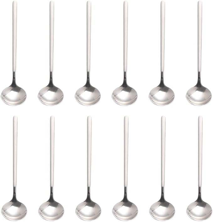 12 PCS Coffee Spoons, 18/8 Stainless Steel Espresso Spoons, 5.2 Inches Vogue Mini Tea Spoons, Cappuccino Stirring Spoons, Small Spoons for Dessert, Ice Cream, Frosted Handle, Sweejar (Silver)