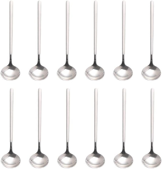 12 PCS Coffee Spoons, 18/8 Stainless Steel Espresso Spoons, 5.2 Inches Vogue Mini Tea Spoons, Cappuccino Stirring Spoons, Small Spoons for Dessert, Ice Cream, Frosted Handle, Sweejar (Silver)