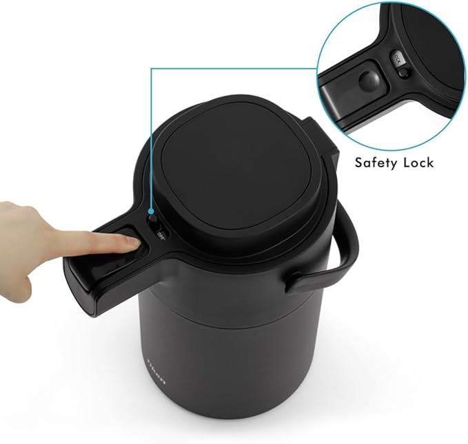 Airpot Coffee Dispenser with Pump - Coffee Carafes for Keeping Hot - Beverage Dispenser - 102oz/3L Thermal Coffee Carafe for Hot Liquids - Stainless Steel Insulated Coffee Thermos Carafe