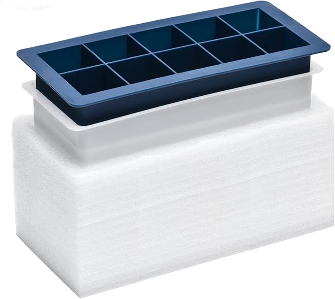 Clear Ice Cube Maker Silicone - Crystal Clear 2 Inch Ice Cube Tray,10 Large Ice Cubes Mold for Whiskey and Cocktail