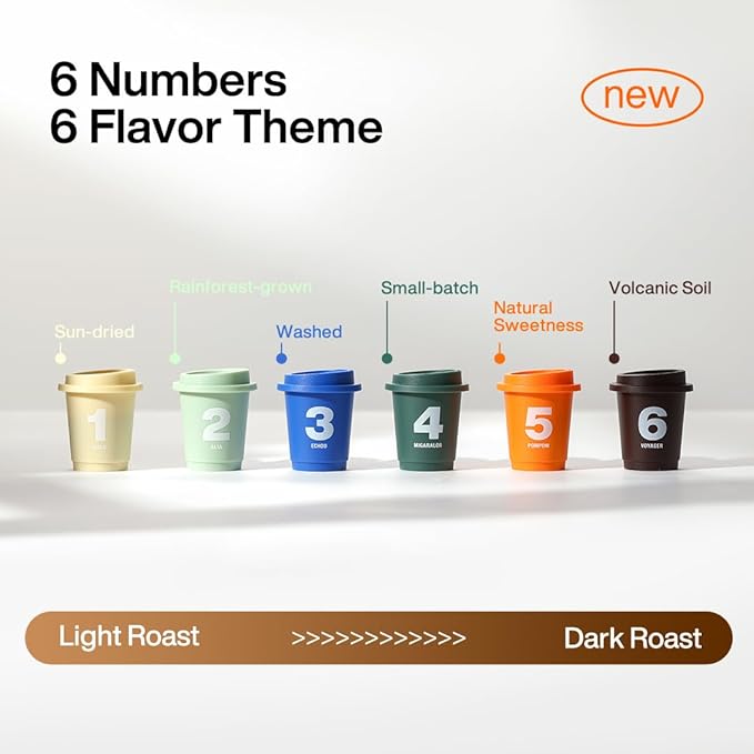 SATURNBIRD Specialty Instant Coffee, 6-Flavor Sample Pack, Instant Cold Brew Iced Coffee, Light/Medium/Dark Roast, 100% Arabica, Freeze Dried, 6 Single Serve Packets for Travel Gifts On-the-Go