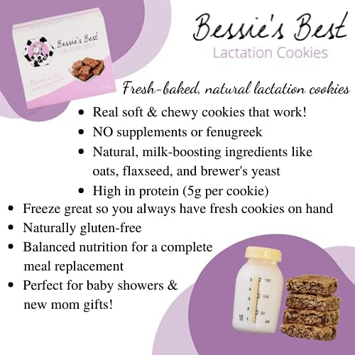 Bessie’s Best Lactation Cookies | Lactation Support | Oatmeal Peanut Butter Chocolate Chip | Increase Milk Supply | Breastmilk Boosting Cookies | Breastfeeding Snacks | 3 Dozen