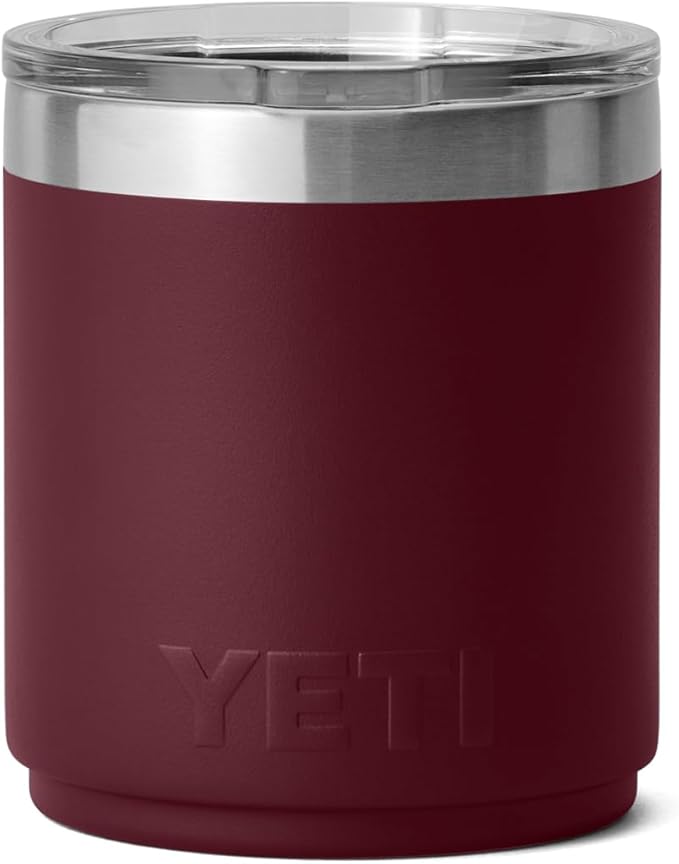 YETI Rambler 10 oz Stackable Lowball 2.0, Vacuum Insulated, Stainless Steel with MagSlider Lid, Wild Vine Red