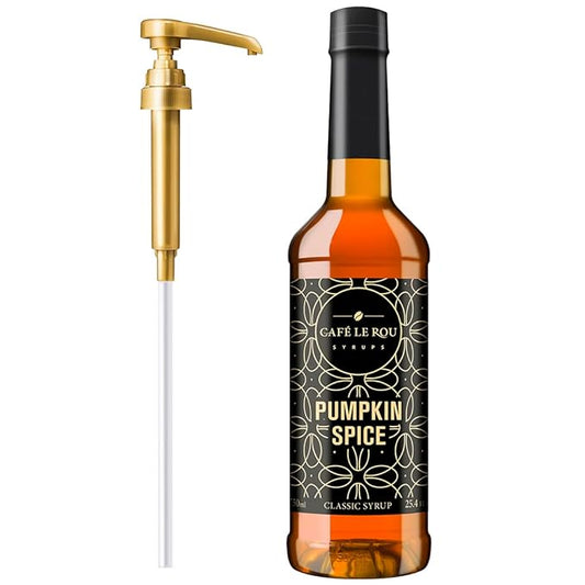"NEW" Café Le Rou Pumpkin Spice Classic Syrup - 25.4 oz, 1 Pack with 1 Gold Pump Dispensers 25.4 Fl Oz (Pack of 1)