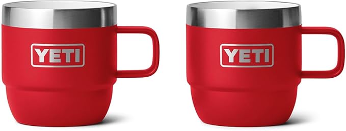 YETI Rambler 6 oz Stackable Mug, Stainless Steel, Vacuum Insulated Espresso/Coffee Mug, 2 Pack