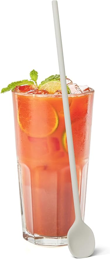 carrotez 9.9" Silicone coffee stirrer, Long Coffee Spoon, Reusable Iced Tea Spoon, Multipurpose Beverage Stirrer- Ivory