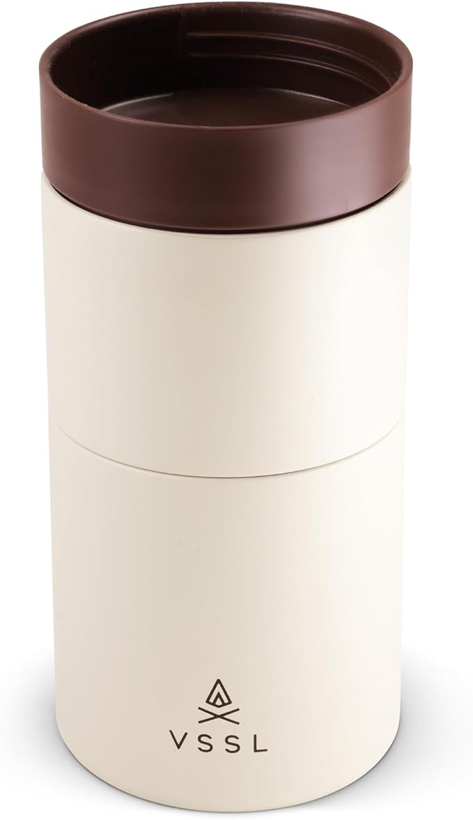VSSL Nest Pour Over Coffee Set, Transportable and Compact Pour Over Set with 10 oz Double Walled Mug, Cream