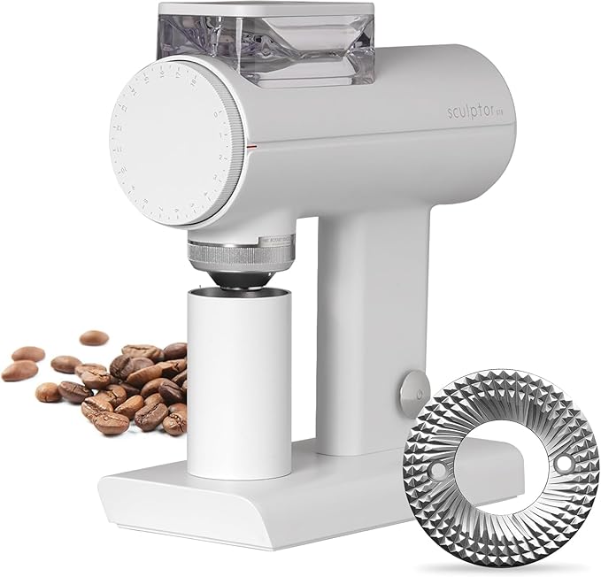 TIMEMORE Sculptor 078S Flat Burr Coffee Bean Grinder, Electric Espresso Grinder with Stepless Coarseness Adjustment, Suitable for Espresso, Pour over, French Press, Cold Brew - White