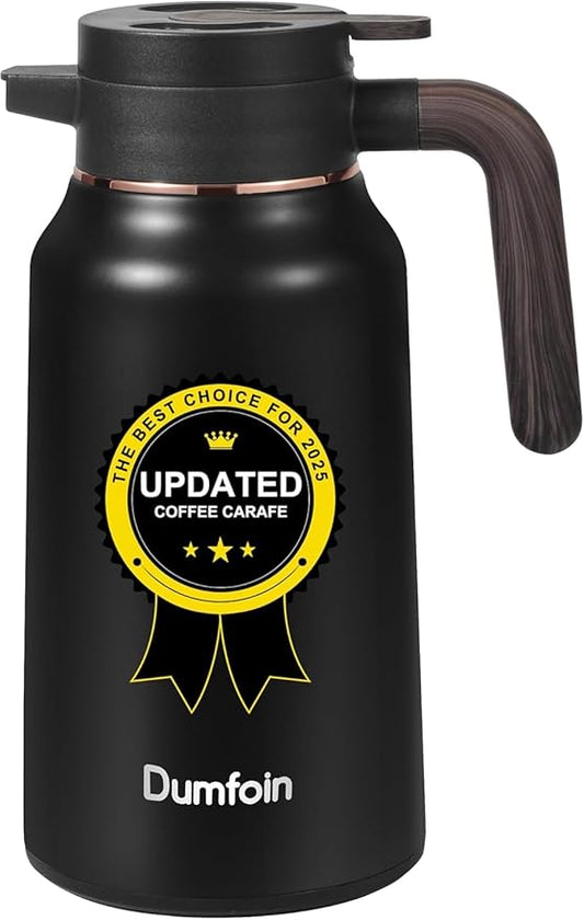 Carafes for Hot Liquids 70 oz - 36 Hour Stainless Steel Thermal Coffee Carafe-Insulated Coffee Carafes For Keeping Hot/Cold Coffee, Tea, Water, Drink Dispenser for Parties(Black)
