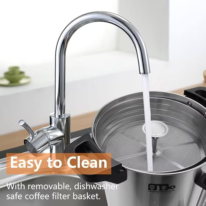 75 Cup 12L/3.17Gallon Commercial Coffee Urn, Festa Essential 950W Large Percolate Coffee Maker, Hot Beverage dispenser With Double Dripless Faucet, Quick-Brewing Hot Water Urn for Catering,Home,Events