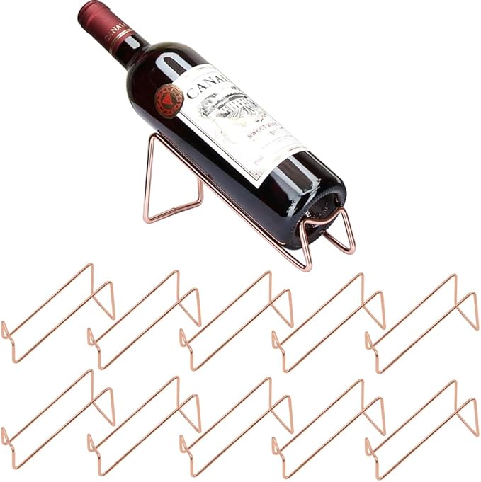 10 Pcs Metal Wine Rack Freestanding, for Hosting Holidays, Housewarming, Bridal Shower, Outdoor or Indoor staged Events or Parties. (Rose Gold)