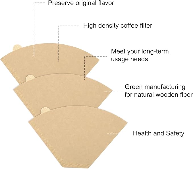 uxcell 200 Count 4 Cone Coffee Filters, Size 103 Disposable Paper Percolator Coffee Filters Natural Unbleached Wood Fiber,Suitable for Pour Over Coffee Filter Drip Coffee Maker Brown