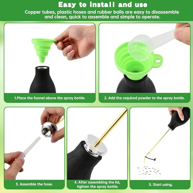 Diatomaceous Earth Powder Duster, Garden Bulb Duster Sprayer, Applicator Dispenser for Organic Gardening, Agricultural Supplies, Other Home Powder Applications