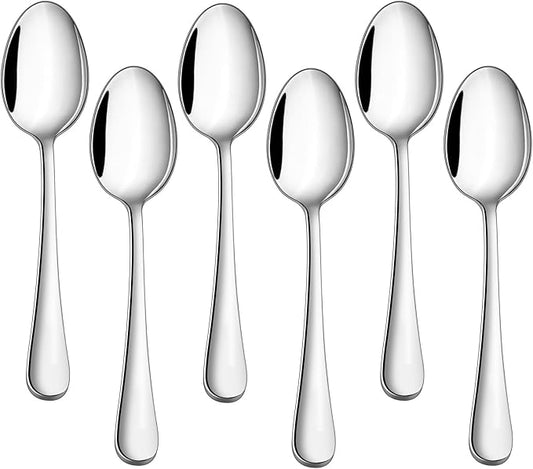 TeamFar Teaspoon Set of 6, 6.7 Inch Stainless Steel Mini Tea Spoons, Small Spoon Silverware for Coffee Tea Soup Dessert, Non-Toxic & Heavy Duty, Mirror Polished & Dishwasher Safe