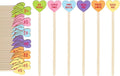 120Pcs Valentine's Day Coffee Stirrers Pastel Conversation Heart Stir Sticks Wooden Drink Stirrers Disposable For Home Office Bar Restaurant Party Supplies