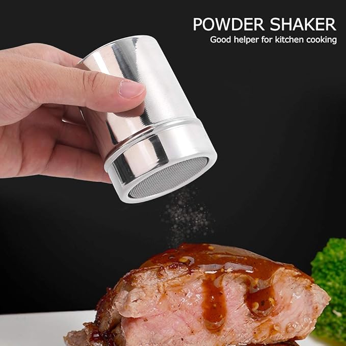 Stainless Steel Powder Shaker Sugar Powder, Fine Mesh Shaker Powder Cans for baking soda Cocoa Cornstarch
