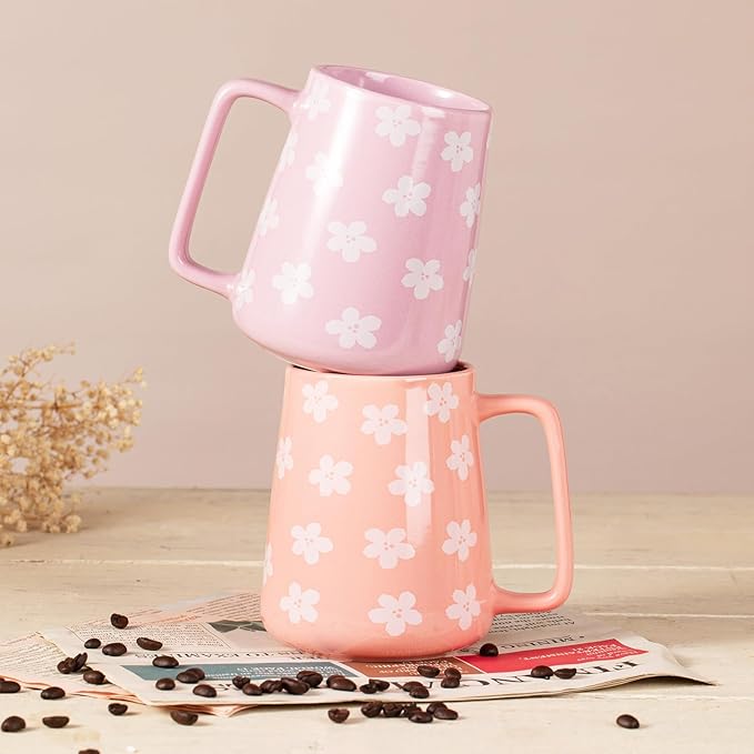 24 oz Large Ceramic Coffee mugs, Extra Large Tea and Coffee Cups, Large Handle Coffee Mug for Office and Home, Microwave and Diahwasher Safe. (24 oz violet)