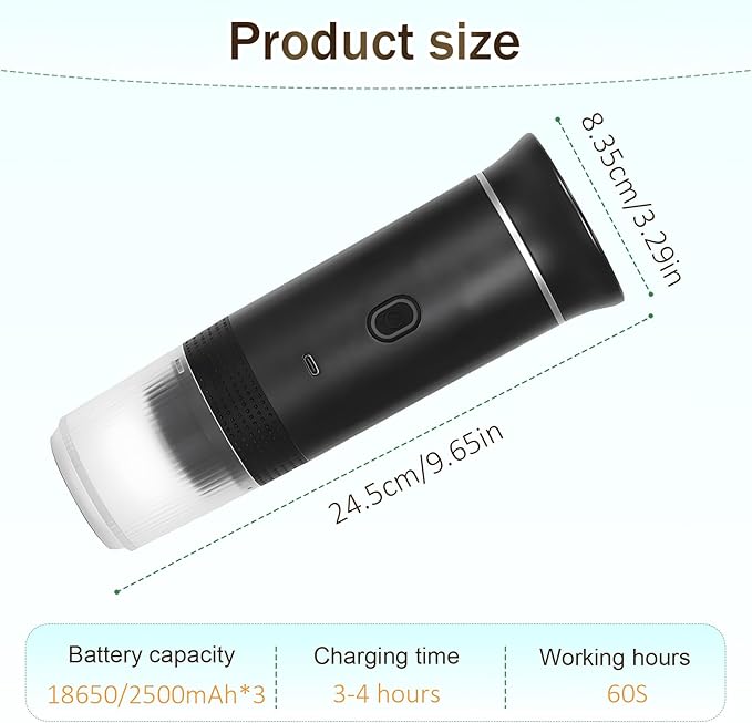 3-in-1 Portable Coffee Maker, Self-Heating Espresso Machine, USB Rechargeable Travel Coffee Maker, Compact for Office, Travel, Camping - Black