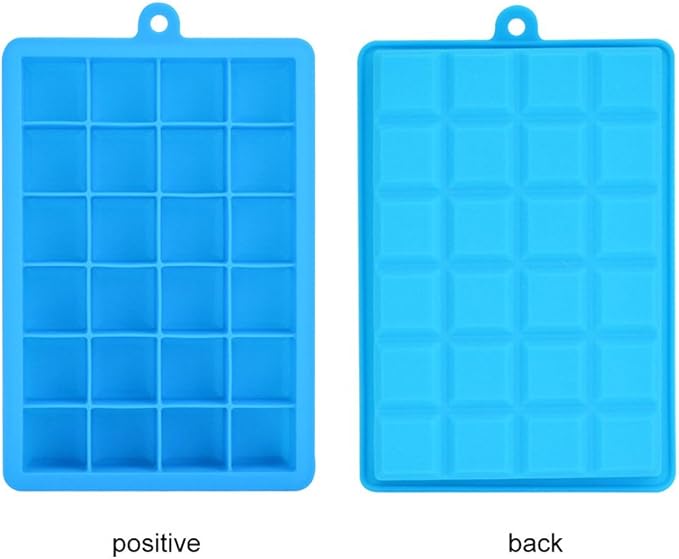 Ice Cube Tray, Silicone Square Ice Trays Easy Release Stackable Ice Cube Mold with Removable Lid, 24 Cavity (2 Pack, Sky Blue)
