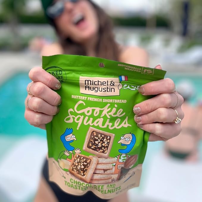 Michel et Augustin Cookies, Individually Wrapped Snacks, Gourmet Milk Chocolate & Hazelnut Shortbread, 15 French Butter Cookies